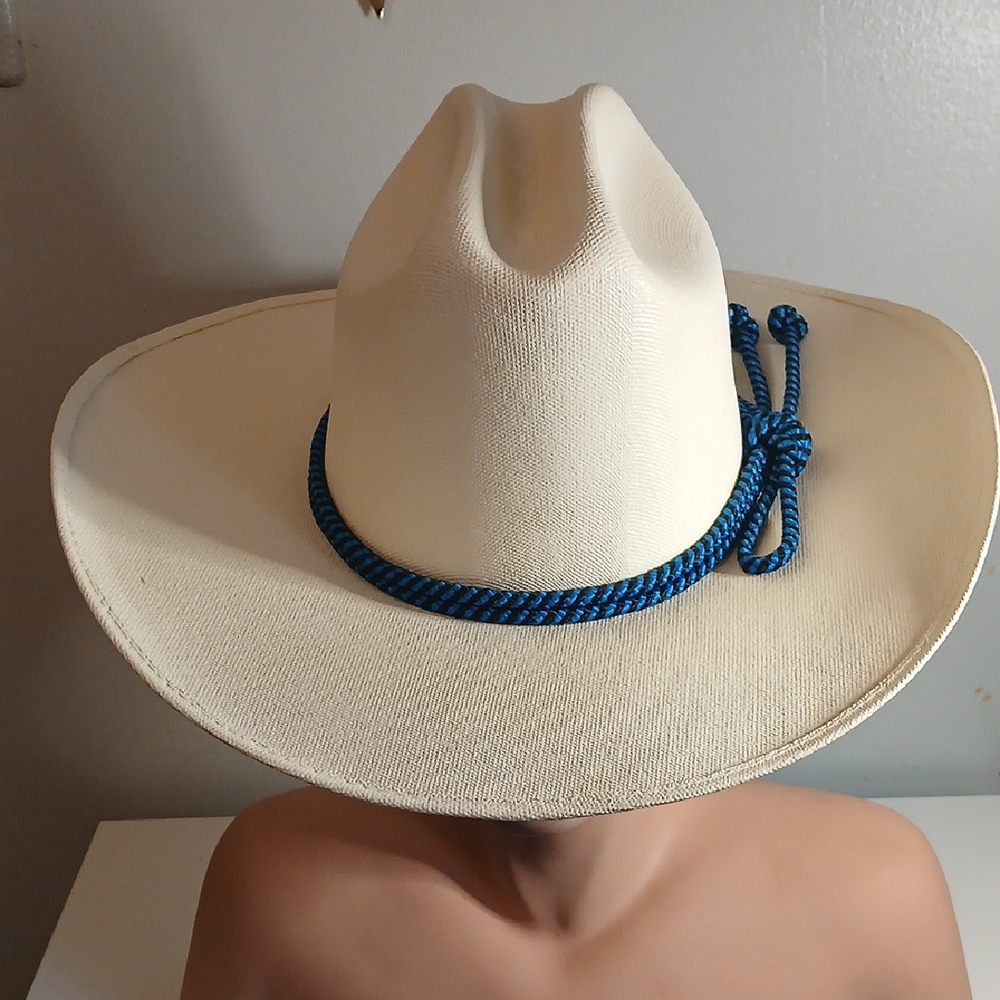 Men's Cream Cowboy Hat with Blue Rope